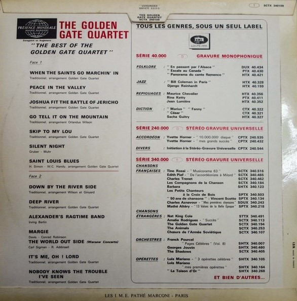 The Golden Gate Quartet - The Best Of The Golden Gate Quartet | Columbia (SCTX 340.109 T) - 2 The Golden Gate Quartet - The Best Of The Golden Gate Quartet | Columbia (SCTX 340.109 T) - 2