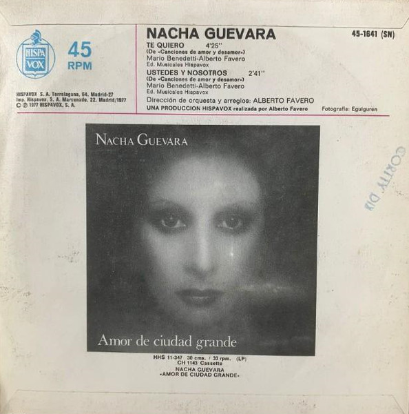 Nacha Guevara - Te Quiero / Ustedes Y Nosotros | Hispavox (45-1641) - 2