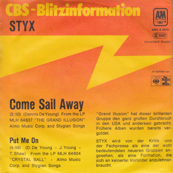 Styx - Come Sail Away | A&M Records (AMS 5610)