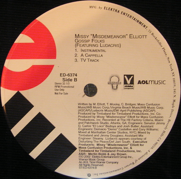 Missy Elliott Featuring Ludacris - Gossip Folks | Elektra (ED-6374) - 2