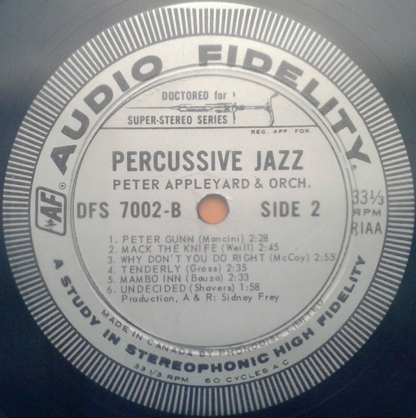 Peter Appleyard Orchestra - Percussive Jazz | Audio Fidelity (DFS 7002) - 4 Peter Appleyard Orchestra - Percussive Jazz | Audio Fidelity (DFS 7002) - 4