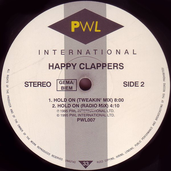 Happy Clappers - Hold On | PWL International (PWL 007) - 2 Happy Clappers - Hold On | PWL International (PWL 007) - 2