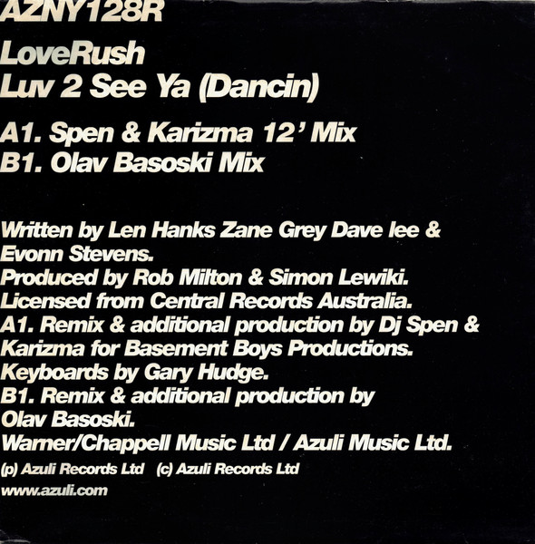 LoveRush - Luv 2 See Ya (Dancin) | Azuli Records (AZNY128R) - 3