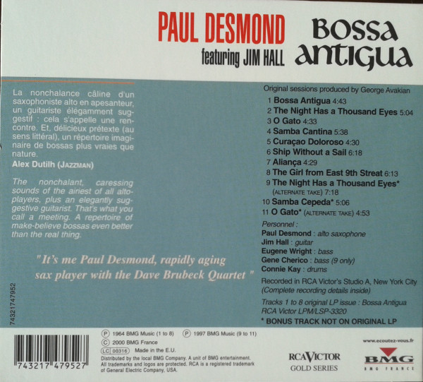 Paul Desmond Featuring Jim Hall - Bossa Antigua | RCA Victor (74321747952) - 2