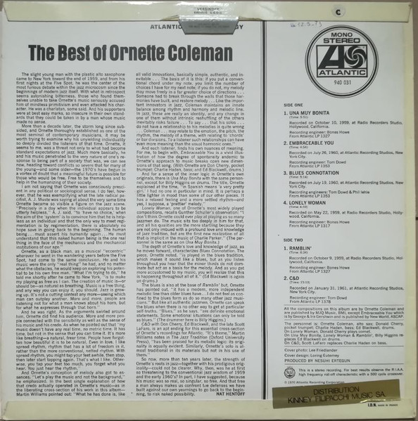 Ornette Coleman - The Best Of Ornette Coleman | Atlantic (940031) - 2