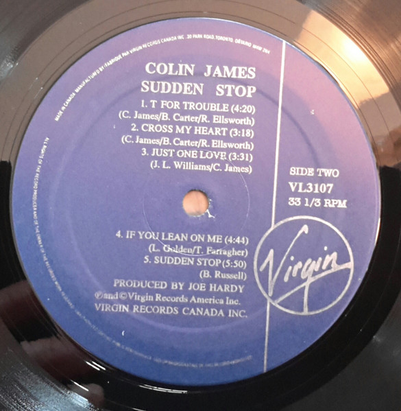 Colin James - Sudden Stop | Virgin (VL3107) - 3 Colin James - Sudden Stop | Virgin (VL3107) - 3
