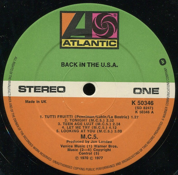 MC5 - Back In The USA | Atlantic (K50346) - 3 MC5 - Back In The USA | Atlantic (K50346) - 3