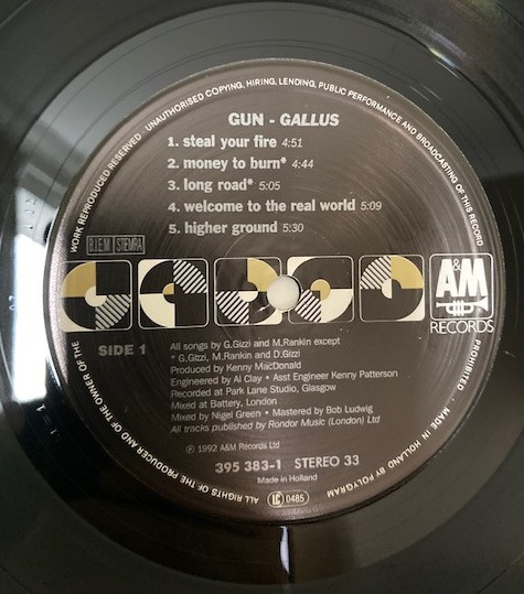 Gun - Gallus | A&M Records (395 383-1) - 4