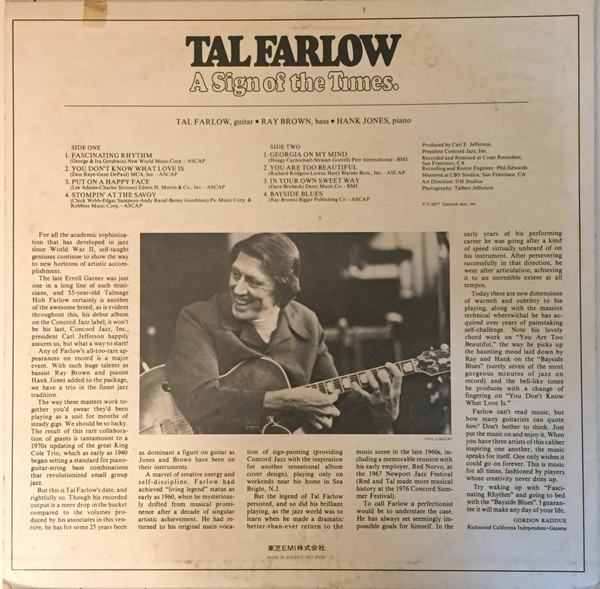 Tal Farlow - A Sign Of The Times | Concord Jazz (ICJ-80154) - 2 Tal Farlow - A Sign Of The Times | Concord Jazz (ICJ-80154) - 2