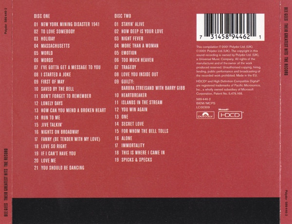 Bee Gees - Their Greatest Hits: The Record | Polydor (589 446-2) - 2