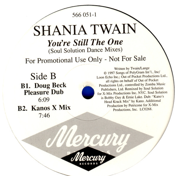 Shania Twain - You're Still The One (Soul Solution Dance Mixes) | Mercury (566 051-1) - 2
