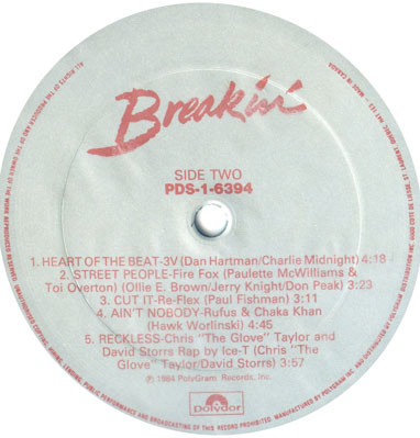 Various - Breakin' (Original Motion Picture Soundtrack) [Vinyl] | Polydor (PDS-1-6394) - 4