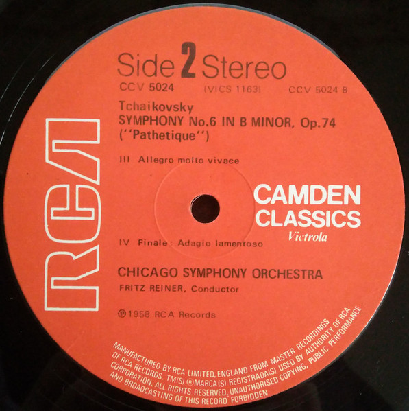 Pyotr Ilyich Tchaikovsky , Chicago Symphony Orchestra , Fritz Reiner - Symphony No. 6 "Pathétique" | Camden Classics Victrola (CCV 5024) - 4