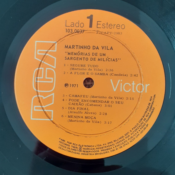 Martinho Da Vila - Memórias De Um Sargento De Milícias | RCA Victor (103.0037) - 3 Martinho Da Vila - Memórias De Um Sargento De Milícias | RCA Victor (103.0037) - 3