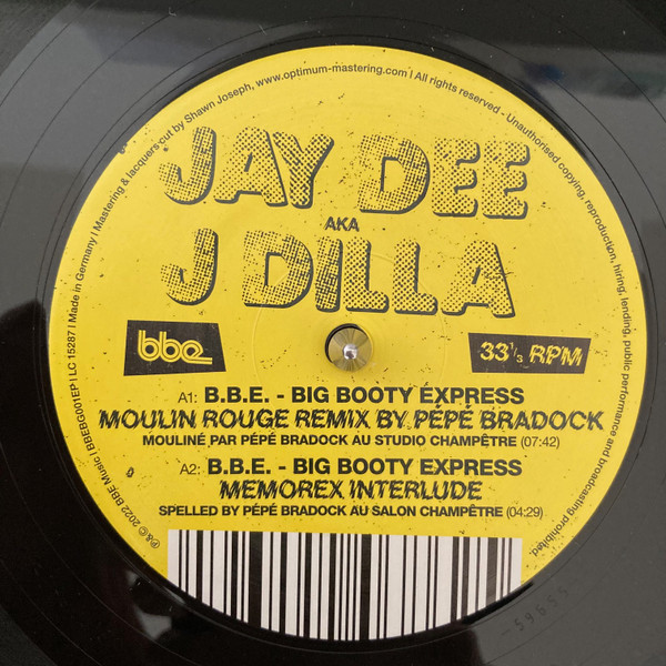 Jay Dee aka J Dilla - B.B.E. - Big Booty Express | BBE (BBEBG001EP)