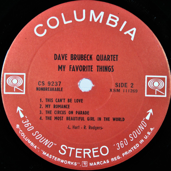 The Dave Brubeck Quartet - My Favorite Things | Columbia (CS 9237) - 4 The Dave Brubeck Quartet - My Favorite Things | Columbia (CS 9237) - 4