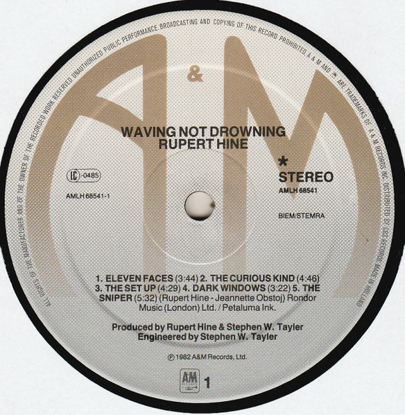 Rupert Hine - Waving Not Drowning | A&M Records (AMLH 68541) - 3 Rupert Hine - Waving Not Drowning | A&M Records (AMLH 68541) - 3