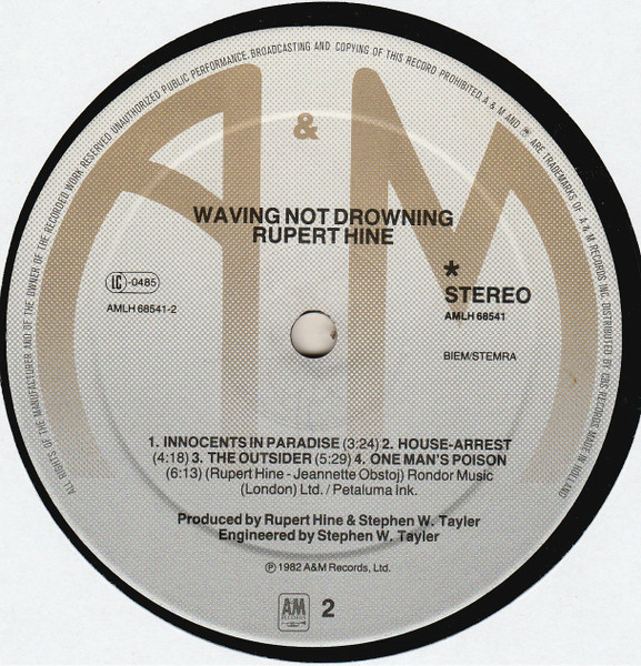 Rupert Hine - Waving Not Drowning | A&M Records (AMLH 68541) - 4 Rupert Hine - Waving Not Drowning | A&M Records (AMLH 68541) - 4