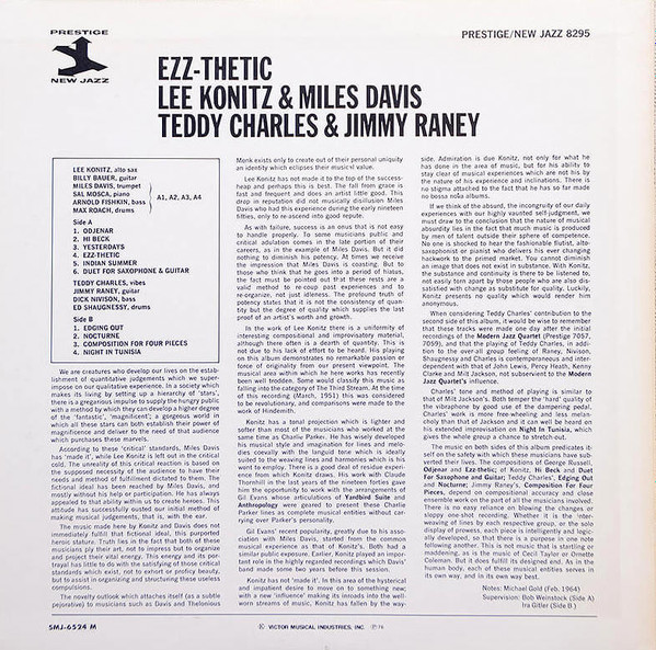 Lee Konitz & Miles Davis / Teddy Charles & Jimmy Raney - Ezz-thetic | Prestige (SMJ-6524 M) - 3