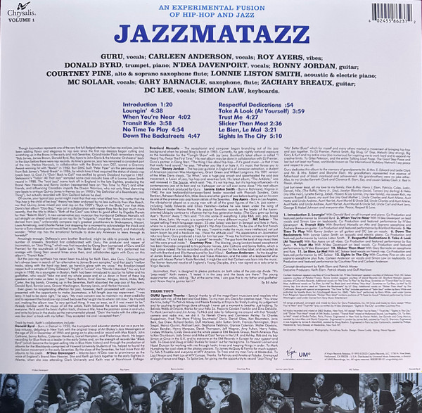 Guru - Jazzmatazz (Volume 1) (2LP - Limited Edition - Cobalt Blue Transparent) [Vinyl] | Virgin (B0038189-01) - 3
