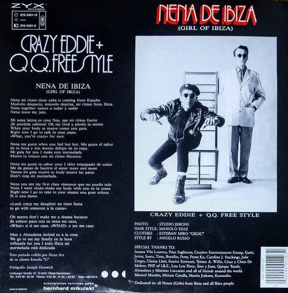 Crazy Eddie + Q.Q. Freestyle - Nena De Ibiza (Girl Of Ibiza) | ZYX Records (ZYX 6381-12) - 2 Crazy Eddie + Q.Q. Freestyle - Nena De Ibiza (Girl Of Ibiza) | ZYX Records (ZYX 6381-12) - 2