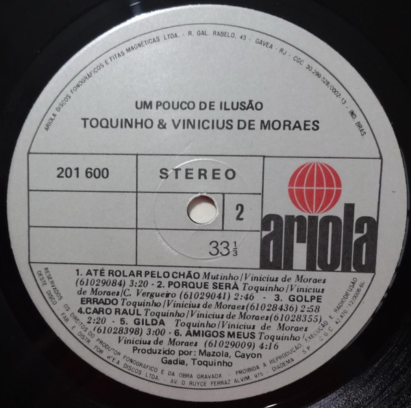 Toquinho & Vinicius - Um Pouco De Ilusão | Ariola (201 600) - 4