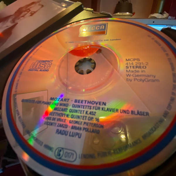 Wolfgang Amadeus Mozart / Ludwig van Beethoven  - Radu Lupu , Han de Vries , George Pieterson , Vicente Zarzo , Brian Pollard - Quintets For Piano And Wind = Quintette Für Klavier Und Bläser | Decca (414 291-2) - 2