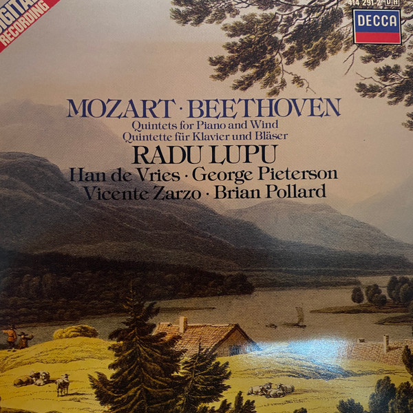 Wolfgang Amadeus Mozart / Ludwig van Beethoven  - Radu Lupu , Han de Vries , George Pieterson , Vicente Zarzo , Brian Pollard - Quintets For Piano And Wind = Quintette Für Klavier Und Bläser | Decca (414 291-2) - main