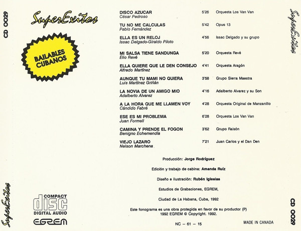 Various - Super Éxitos (Bailables Cubanos) | Egrem (CD 0029) - 2