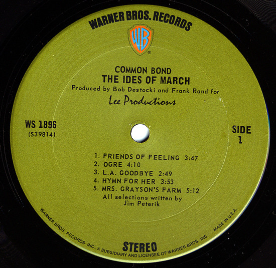 The Ides Of March - Common Bond | Warner Bros. Records (WS 1896) - 3 The Ides Of March - Common Bond | Warner Bros. Records (WS 1896) - 3