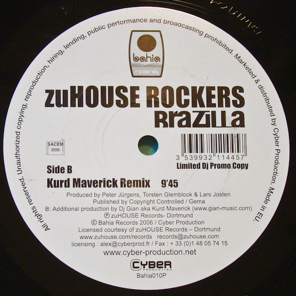 ZuHouse Rockers - Brazilla | Bahia Records (BAHIA010P)