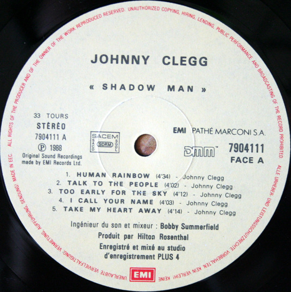 Johnny Clegg & Savuka - Shadow Man | EMI (7 90411 1) - 4