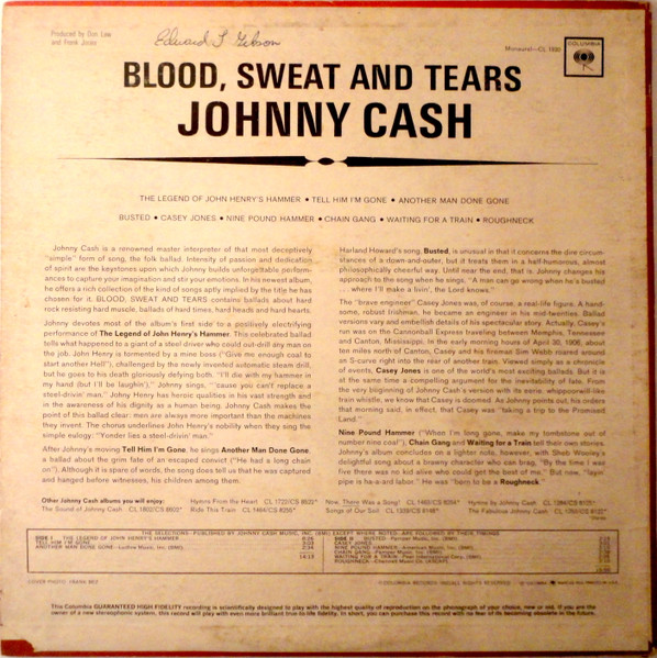 Johnny Cash With The Carter Family - Blood, Sweat And Tears | Columbia (CL 1930) - 2