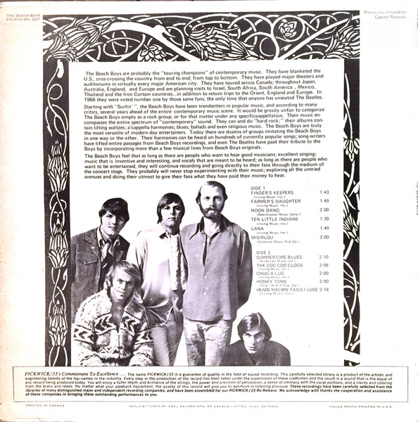 The Beach Boys - The Beach Boys | Pickwick/33 Records (SPC-3221) - 2
