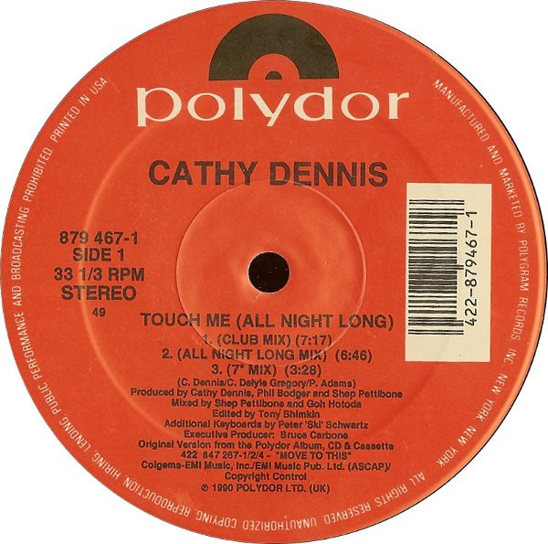 Cathy Dennis - Touch Me (All Night Long) | Polydor (879 467-1) - 3 Cathy Dennis - Touch Me (All Night Long) | Polydor (879 467-1) - 3