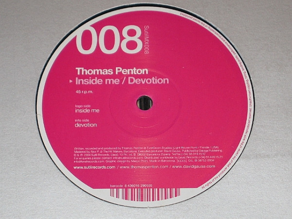 Thomas Penton - Inside Me / Devotion | Sutil Records (SutilMX008) - 3