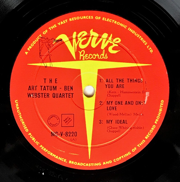 The Art Tatum - Ben Webster Quartet Featuring Red Callender And Bill Douglass - The Art Tatum • Ben Webster Quartet | Verve Records (MG-V-8220) - 3 The Art Tatum - Ben Webster Quartet Featuring Red Callender And Bill Douglass - The Art Tatum • Ben Webster Quartet | Verve Records (MG-V-8220) - 3