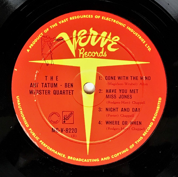 The Art Tatum - Ben Webster Quartet Featuring Red Callender And Bill Douglass - The Art Tatum • Ben Webster Quartet | Verve Records (MG-V-8220) - 4 The Art Tatum - Ben Webster Quartet Featuring Red Callender And Bill Douglass - The Art Tatum • Ben Webster Quartet | Verve Records (MG-V-8220) - 4