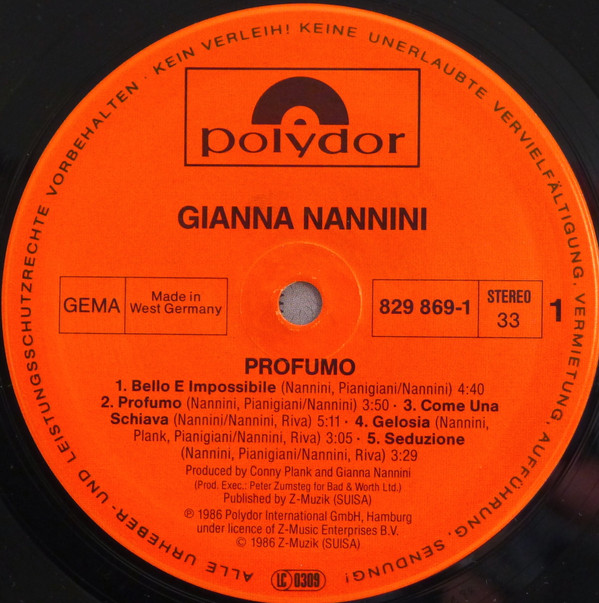Gianna Nannini - Profumo | Polydor (829 869-1) - 2