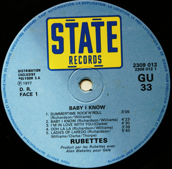 The Rubettes - Baby I Know | State Records (2309 012) - 2
