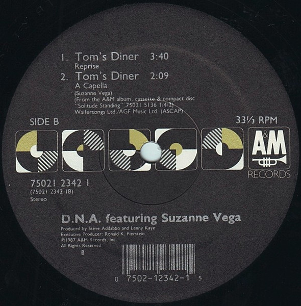 DNA Featuring Suzanne Vega - Tom's Diner | A&M Records (75021 2342 1) - 2 DNA Featuring Suzanne Vega - Tom's Diner | A&M Records (75021 2342 1) - 2