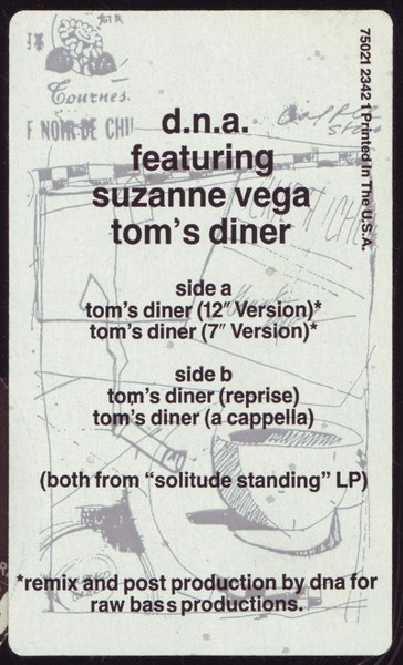 DNA Featuring Suzanne Vega - Tom's Diner | A&M Records (75021 2342 1) - 4 DNA Featuring Suzanne Vega - Tom's Diner | A&M Records (75021 2342 1) - 4