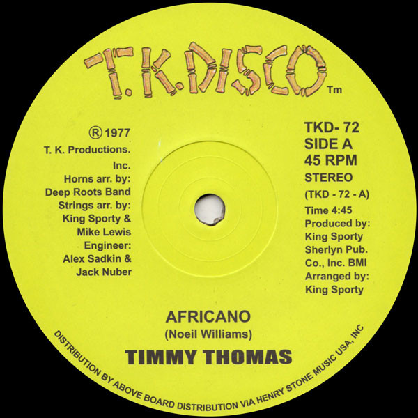 Timmy Thomas - Africano | T.K. Disco (TKD- 72)
