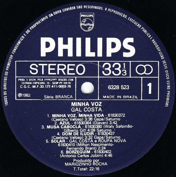 Gal Costa - Minha Voz | Philips (6328 523) - 3