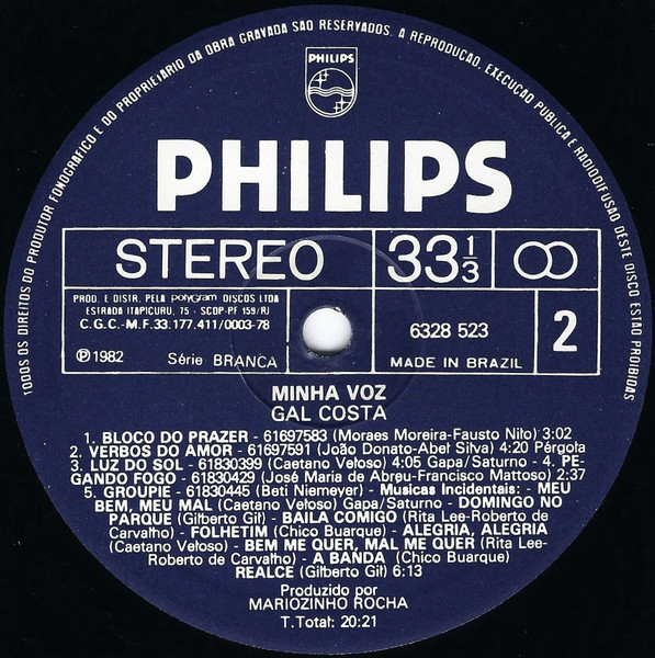 Gal Costa - Minha Voz | Philips (6328 523) - 4