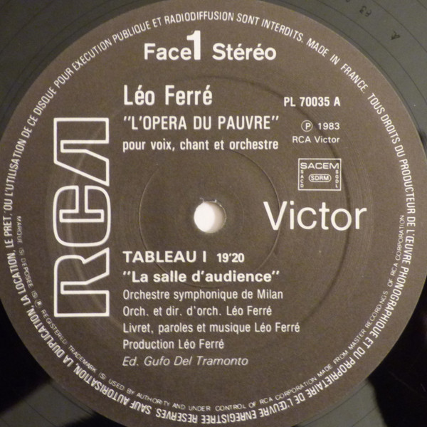 Léo Ferré - L'Opéra Du Pauvre Pour Voix, Chant Et Orchestre | RCA (PL 70035) - 3 Léo Ferré - L'Opéra Du Pauvre Pour Voix, Chant Et Orchestre | RCA (PL 70035) - 3