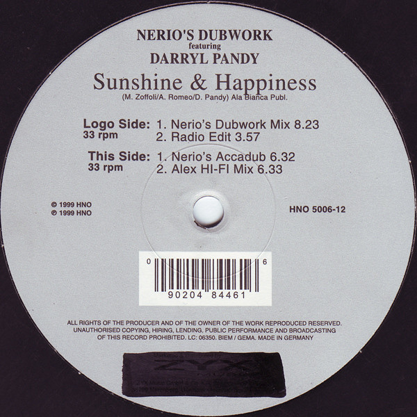 Nerio's Dubwork Featuring Darryl Pandy - Sunshine & Happiness | House No. (HNO 5006-12) - 2 Nerio's Dubwork Featuring Darryl Pandy - Sunshine & Happiness | House No. (HNO 5006-12) - 2