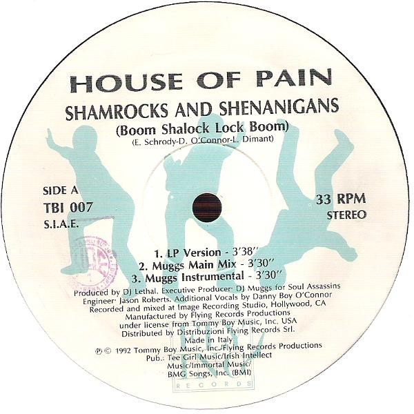 House Of Pain - Shamrocks & Shenanigans (Boom Shalock Lock Boom) / Jump Around Remixes | Tommy Boy (TBI 007) - 2