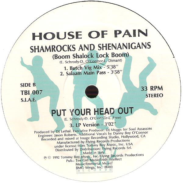 House Of Pain - Shamrocks & Shenanigans (Boom Shalock Lock Boom) / Jump Around Remixes | Tommy Boy (TBI 007) - 3
