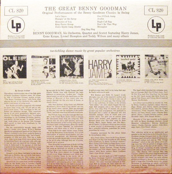 Benny Goodman - The Great Benny Goodman | Columbia (CL 820) - 2